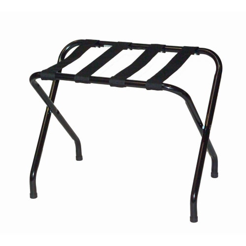 Flat Top Series Metal Luggage Rack, Black with Black Straps